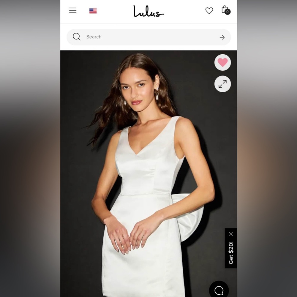NWT Lulu’s Charming Celebration White Taffeta Bow Mini Dress
